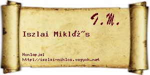 Iszlai Miklós névjegykártya