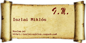 Iszlai Miklós névjegykártya